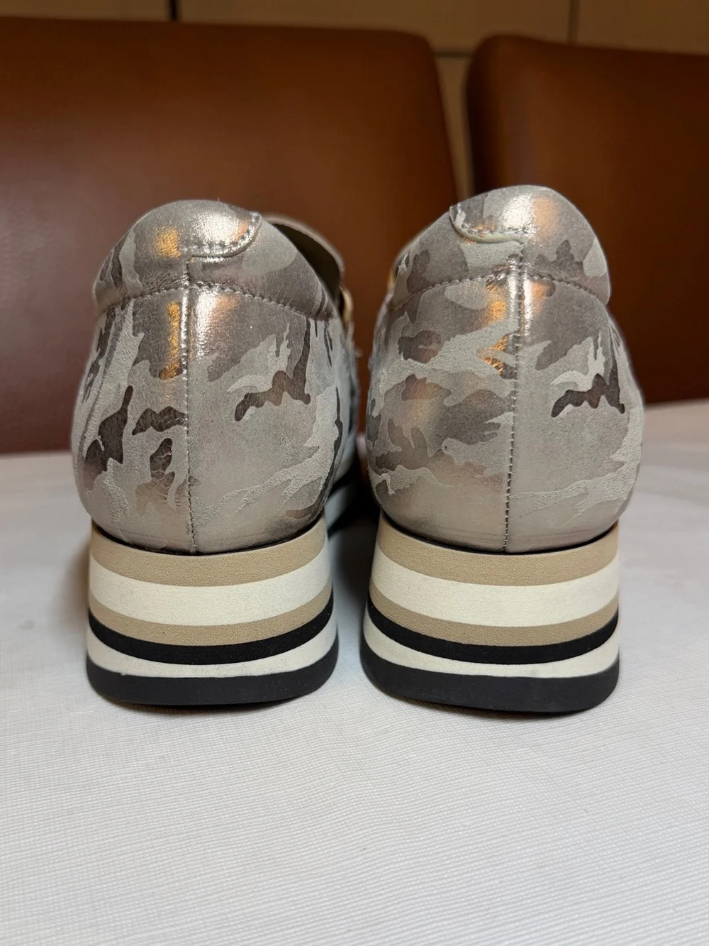 Softwaves Cadie Metallic Camo Platform Sneaker Loafer 38 US 7.5 8 NWOB